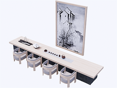现代新中式餐桌 椅 茶