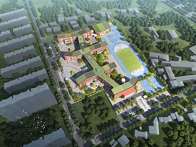现代学校建筑 小学校 红色建筑 有趣的建筑 树一样的建筑