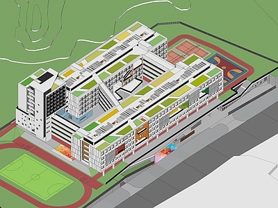 现代学校建筑 现代风格高中