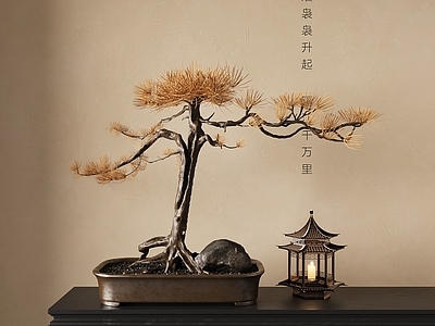 盆景 新中式盆景 罗汉松盆景 新中式台灯 新中式摆件 新中式装饰灯