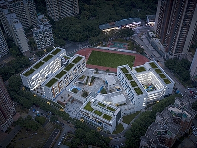 现代学校建筑 深圳梅香学校 中小学 学校 教学楼学校 学校操场