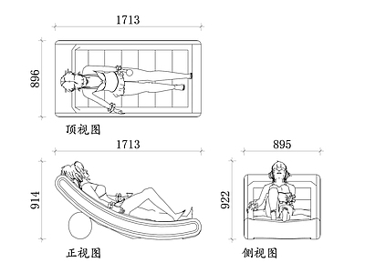 现代床 充气 充气 充气 充气垫 充气折叠 施工图