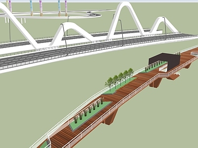 现代简约景观桥 异形桥 木桥 桥 金属桥 廊桥