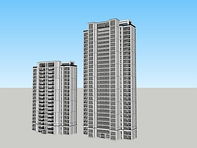 现代高层住宅 T4户型 公建化立面