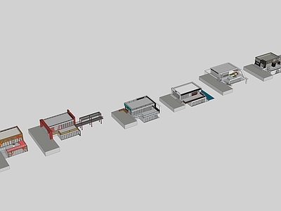 现代小公建 公园服务用房 多个单体 建筑