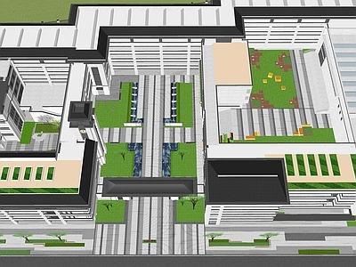 现代学校建筑 现代学校设计 成都金牛互助中学 操场 中庭景观 入口景观