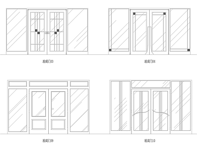 现代门 玻璃 施工图
