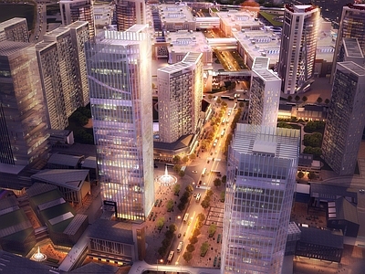 现代商场建筑 商业高层 现代办公商业商场 城市鸟瞰