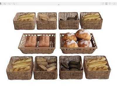 食物饮料 食物面包法棍 碱水面包大列巴 竹篮篮子面包篮