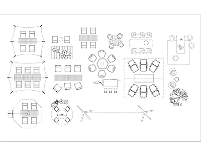 现代桌椅 户外露营组合 露营 施工图