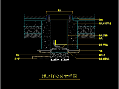 现代庭院 地埋灯大样图 施工图