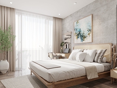 奶油侘寂公寓 复式公寓 一字型公寓