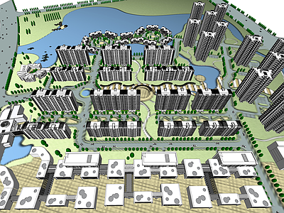 现代小区建筑 现代小区住宅 规划 小区规划