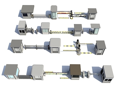 现代其他建筑外观 岗亭保安亭 道闸小区入口门禁 伸缩门 铁艺门 起落杆
