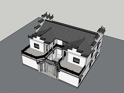 中式四合院 徽派 马头墙 四合院 照壁 楼