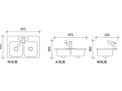 现代厨房设施 钢质双盆水槽 双盆水槽 双盆水槽设计 钢质水槽 双盆水槽安装 施工图