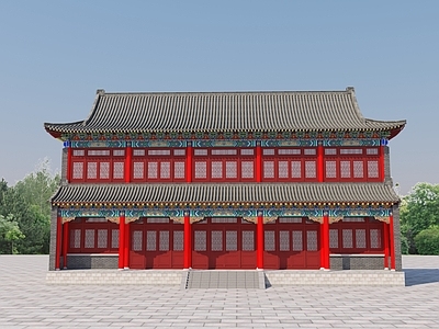 中式新中式古建 中式双层大殿 古建筑 古建厢房 古建会所 中式会所