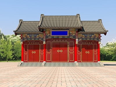 中式新中式古建 垂花门 四合院 古建筑 中式大门 古建入口