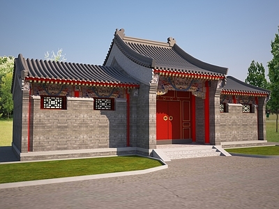 中式古建 古建大 四合院 仿古大 中式大入口 古代大