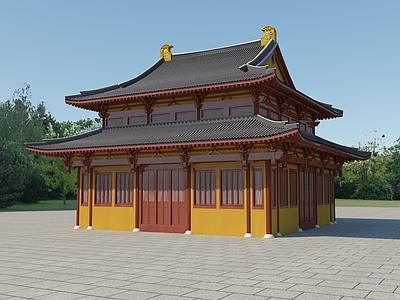 中式新中式古建 大殿 重檐大殿 唐代大雄宝殿 古建筑 仿古建筑寺庙双层