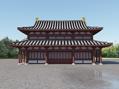 中式新中式古建 重檐大殿 大雄宝殿 双层古建筑 唐宋风格建筑 寺庙庙宇