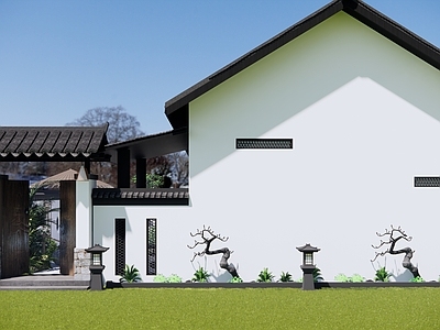 新中式原木民宿建筑 平地民宿建筑 山地民宿建筑 中式庭院 中式建筑