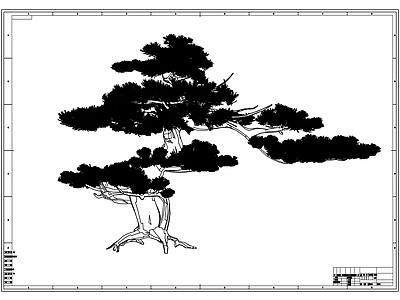 现代新中式树 绿植 松 迎客松 施工图