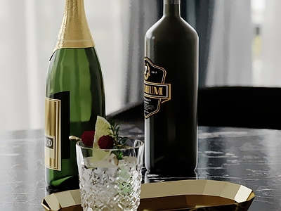 厨房用品 厨房摆件 酒瓶 果盘 杯子 托盘