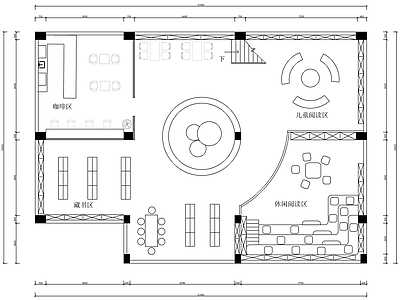 现代简欧书店 原件 3d原件 咖啡店书店全套图 施工图