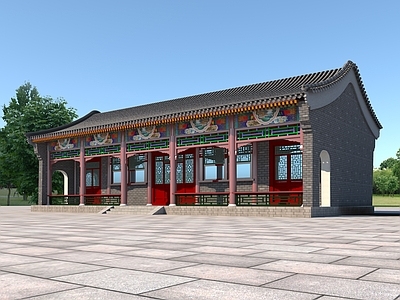 中式新中式古建 中式古建 厢房 古建筑 寺庙庙宇 观音大殿