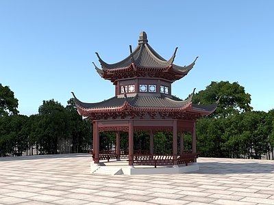 新中式中式亭子 古建八角亭 重檐亭子 双层八角亭 古建筑