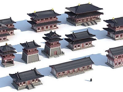 中式古建 塔楼 牌楼 寺庙 古风住宅