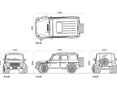 现代4s店 越野车 梅赛德斯G级 奔驰G级 G级SUV 豪华越野 施工图