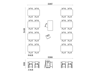现代培训中心 美术教室 工作台 艺术课桌 画室家具 施工图 培训中心