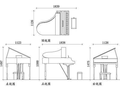 现代剧院 迷你三角钢琴 小型钢琴 三角琴 家用钢琴 儿童钢琴 施工图 剧院