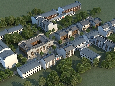 中式古建 仿古建筑徽派