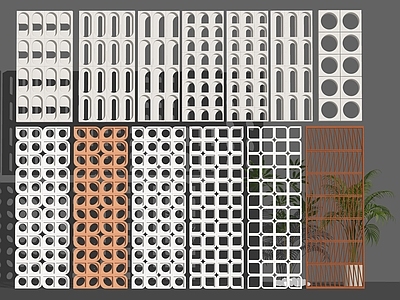 现代工业艺术装置 艺术空心砖隔断 空心砖屏风