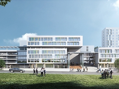 现代学校建筑 教学楼学校 学校宿舍