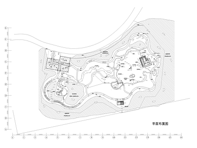 现代公园景观 曲线 园林景观 平面设计图 施工图