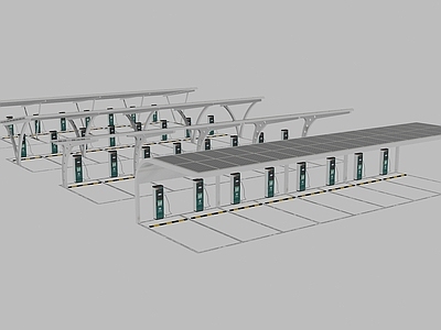 现代商业景观 充电停车棚