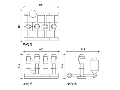 现代庭院 水增压套装 增压泵套装 水压提升套装 家用增压器 增压水泵 施工图