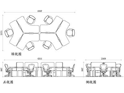 现代整体办公空间 办公室工位 现代办公家具 办公隔断 共享办公区 办公室设计 施工图