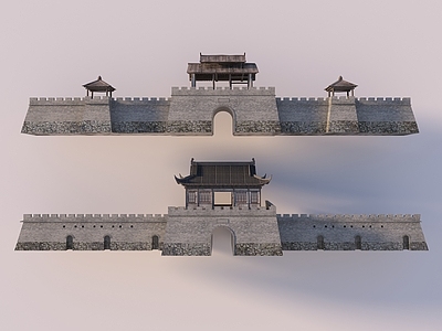 新中式中式古建 中式城门楼 城墙 城楼 城门 古建筑 古城城门 汉代古城