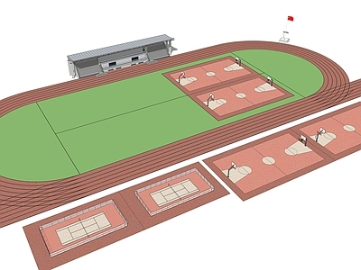 现代足球场 学校运动场 篮球场 跑道