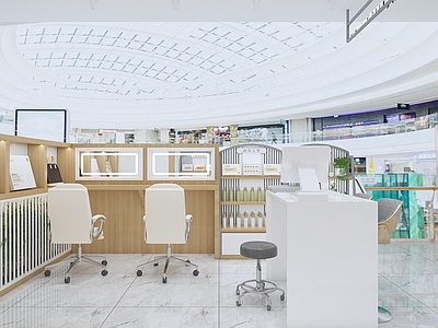 现代其他商业空间 护肤品 专卖店 商场中岛店 量肤定制店 迷你水疗店