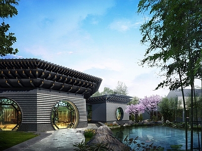 新中式现代古建 新中式园林景观