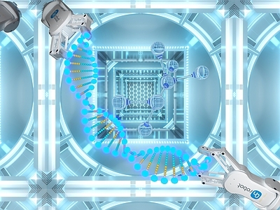 现代其他娱乐空间 科技未来 时空隧道通道 太空站太空舱 DNA分子细胞 美陈 机械臂机械