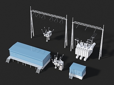 工业设备 机房 电线杆 变压器 配电箱 电力设备