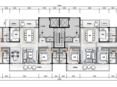 现代住宅楼建筑 融创精品 小高户型 施工图