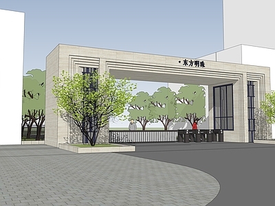 简欧新中式小公建 多个大门方案 新中式大门 欧式大门 现代大门 岗亭